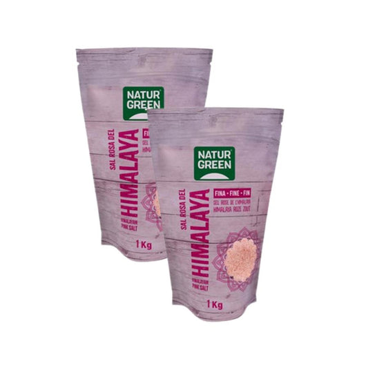 Lot de 2 sachets de sel rose de l'Himalaya fin Naturgreen 1 kg