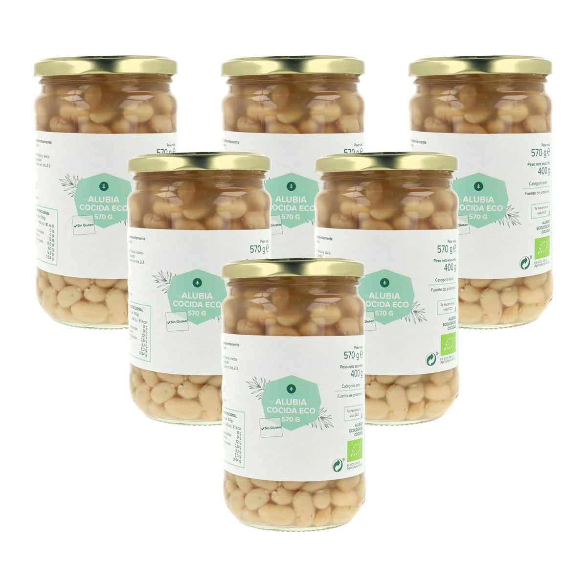 Confezione da 6 fagioli cotti ECO Planeta Huerto 570 g