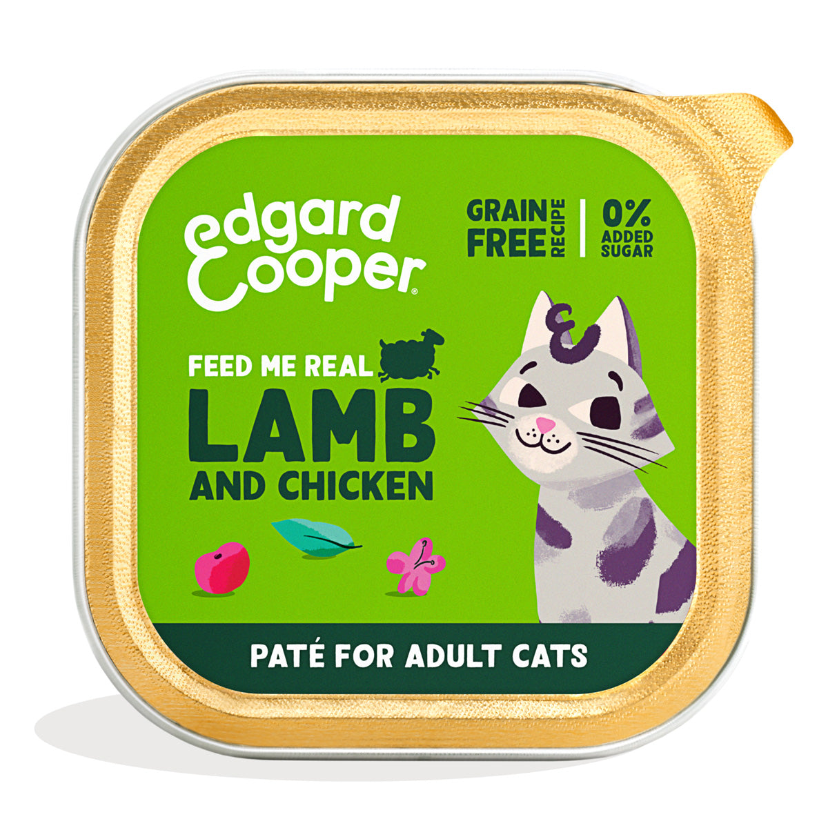 Cibo umido per gatti paté in vaschetta agnello e pollo Edgard & Cooper 85 g