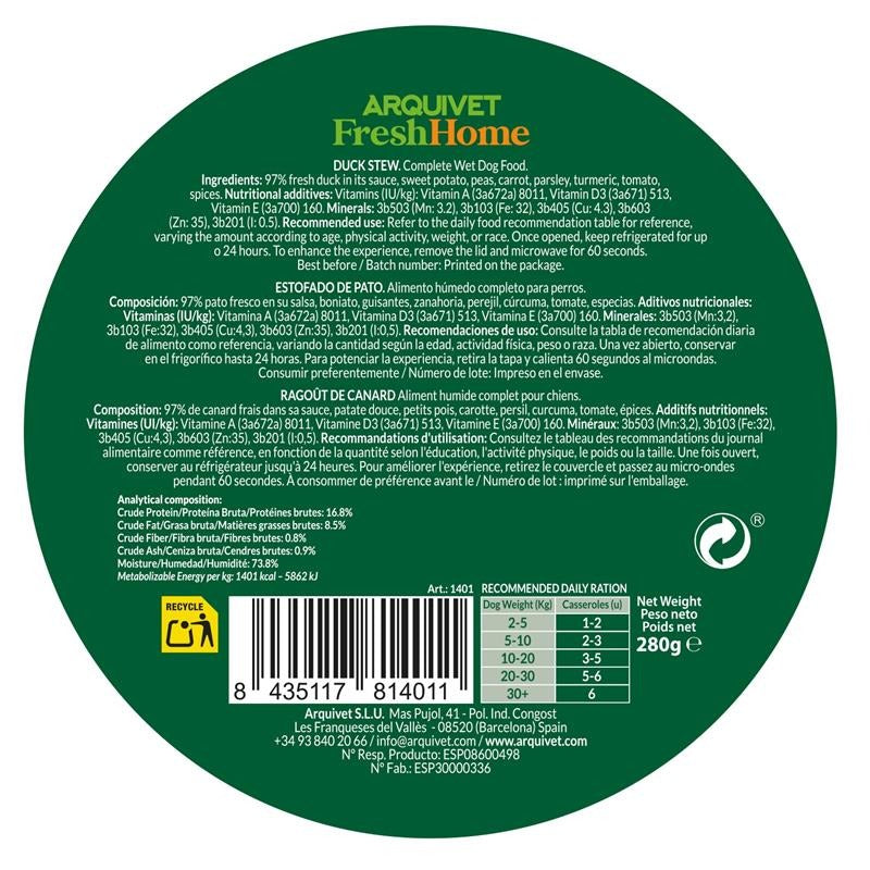 Arquivet Fresh Home Duck Stew Mokra karma dla psów z kaczką 280 g