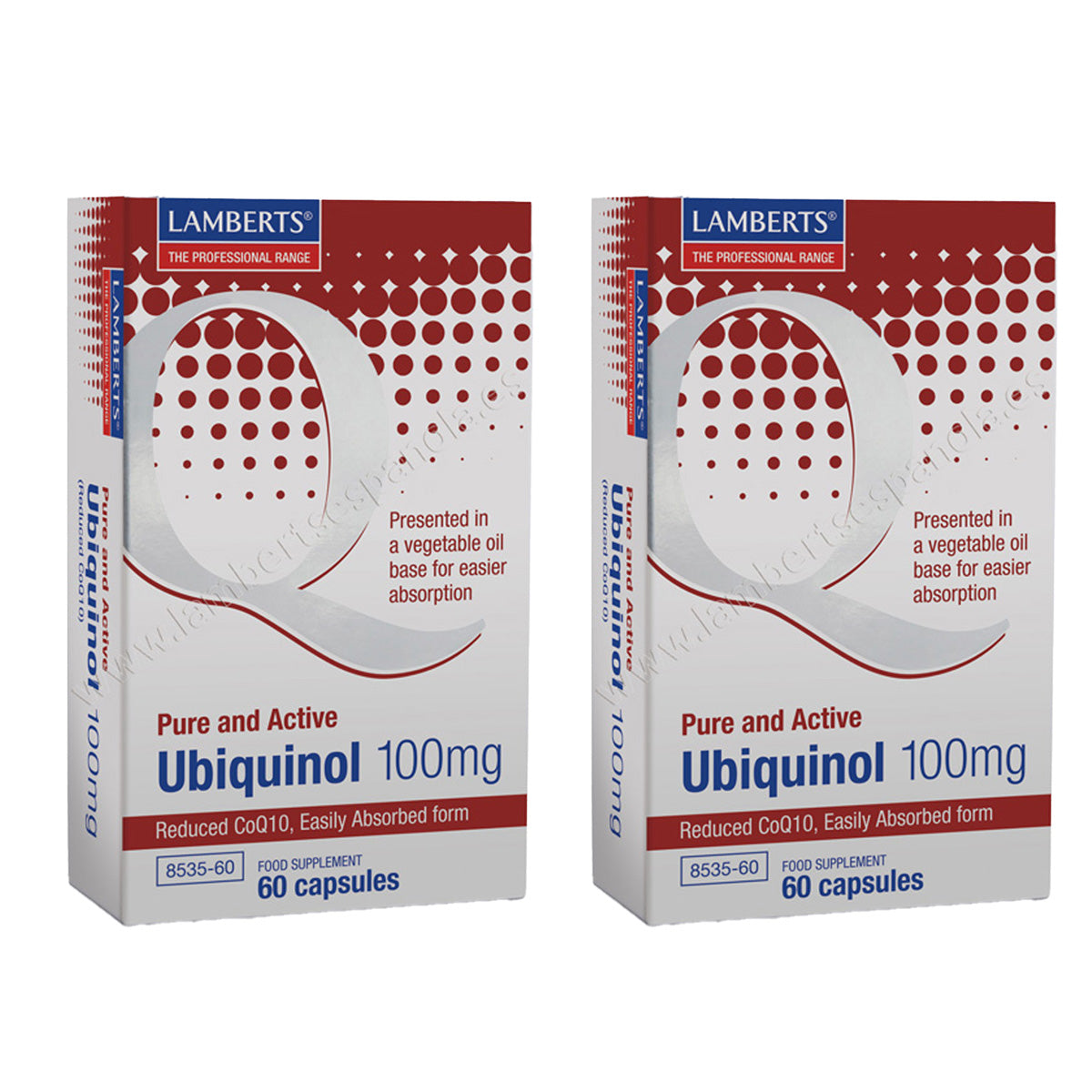 Pack of 2x Ubiquinol 100 mg. Pure and Active, Lamberts