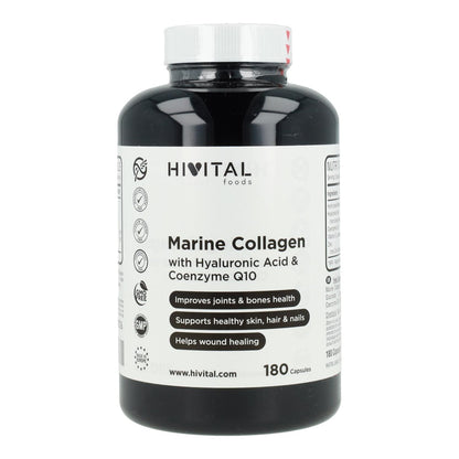 Collagene marino con acido ialuronico, coenzima Q10, vitamina C e zinco Hivital 180 capsule