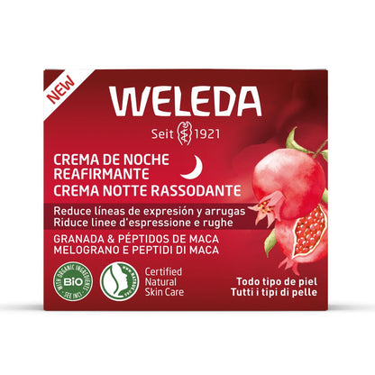 Crema de noche reafirmante de granada y péptidos de maca Weleda 40 ml