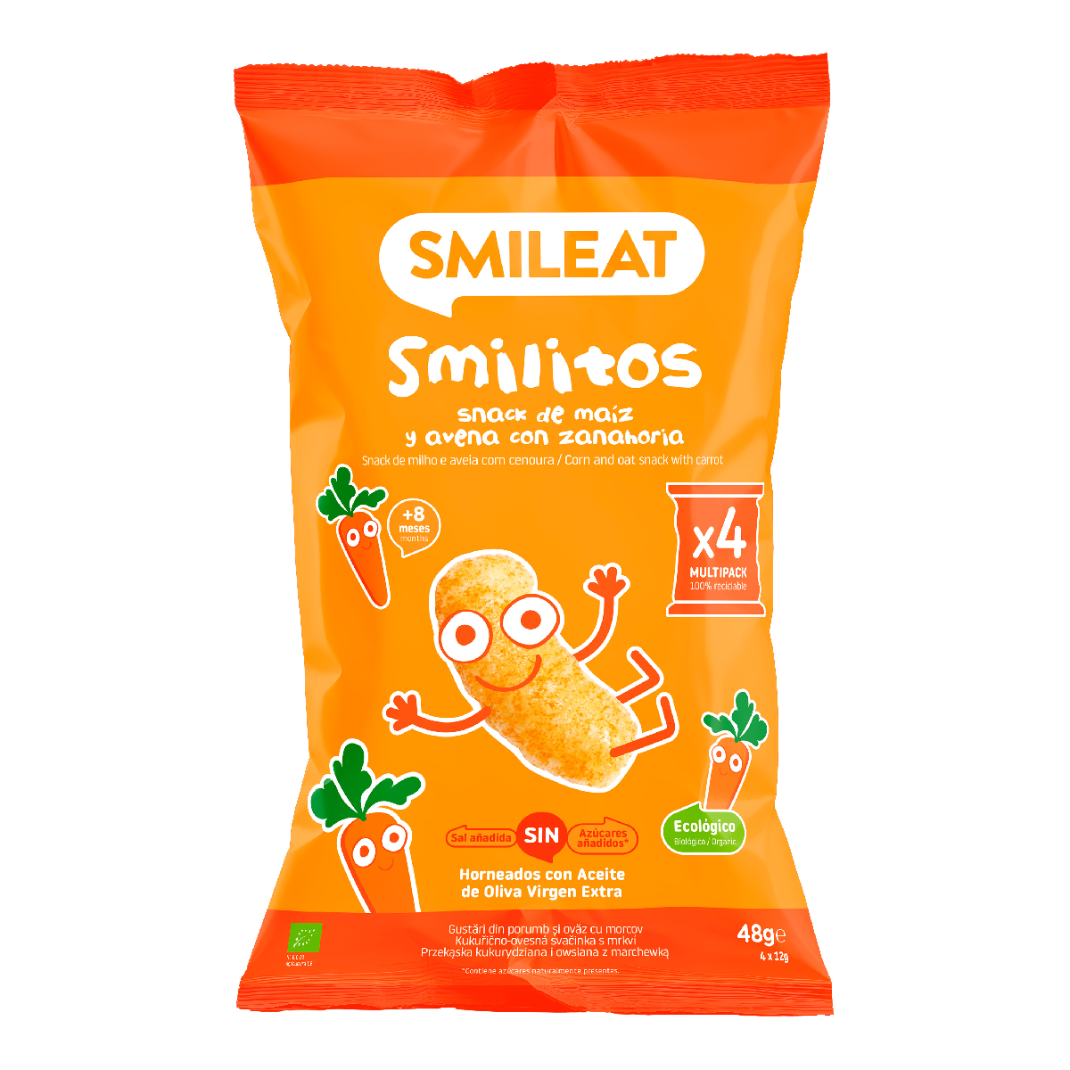 Smilito Kukurydza, owies i marchewka Multipack ECO Smileat 4 saszetki po 12 g.