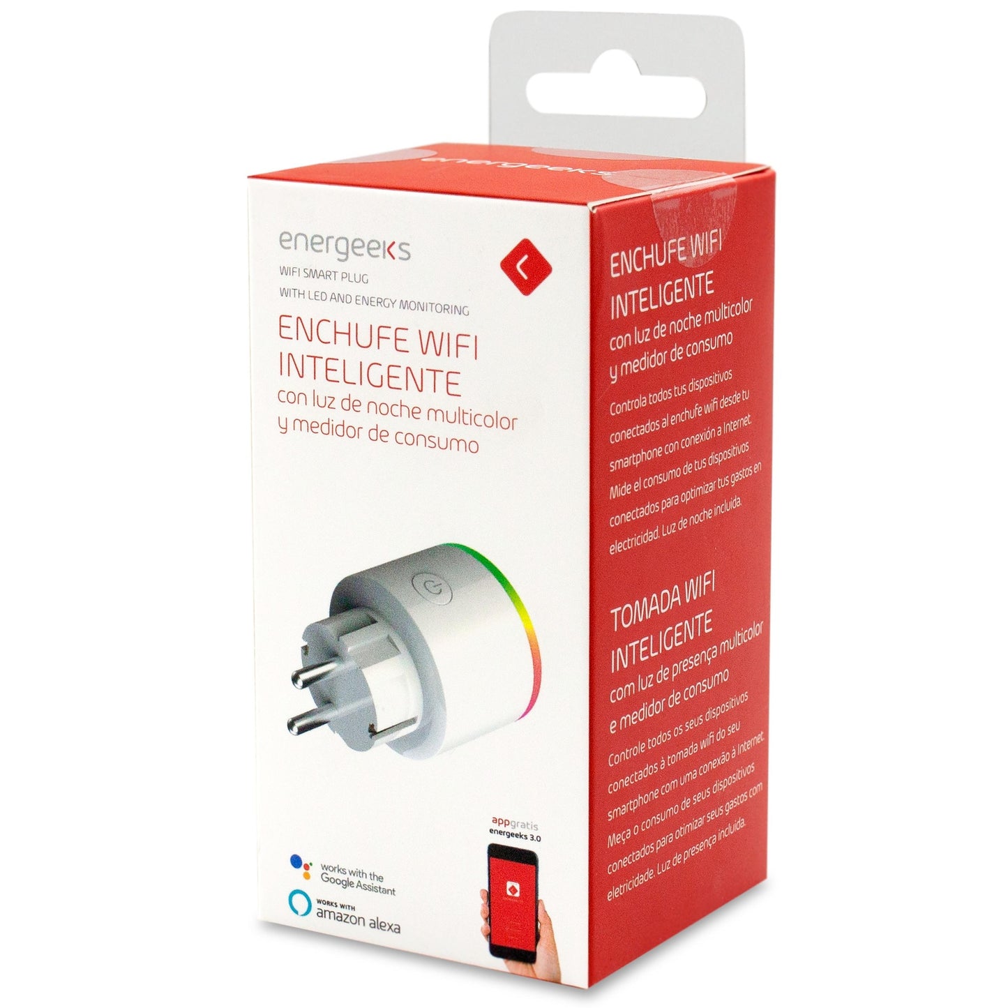 Energeeks Smart WiFi Plug with Multicolour Night Light and Energy Meter