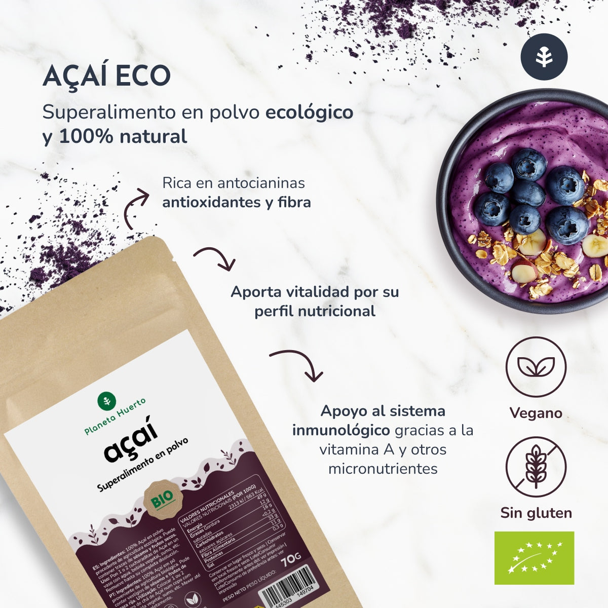 Polvere di Açaí ECO Planeta Huerto 70 gr