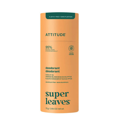 Super Leaves Deodorant – Orangenblüte und Eukalyptus – plastikfrei, Attitude, 75 g