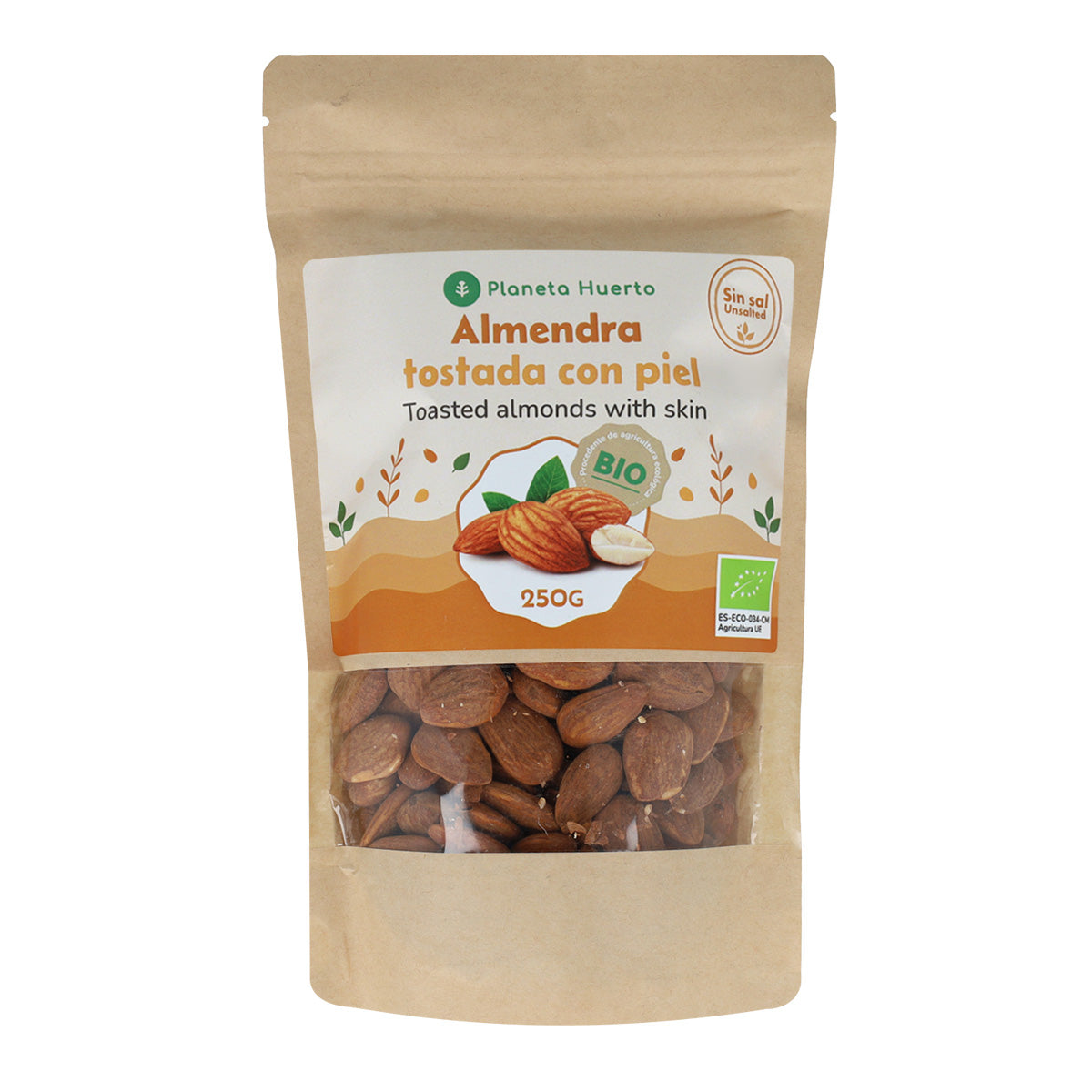 Amandes grillées non salées avec peau ECO Planeta Huerto 250 g