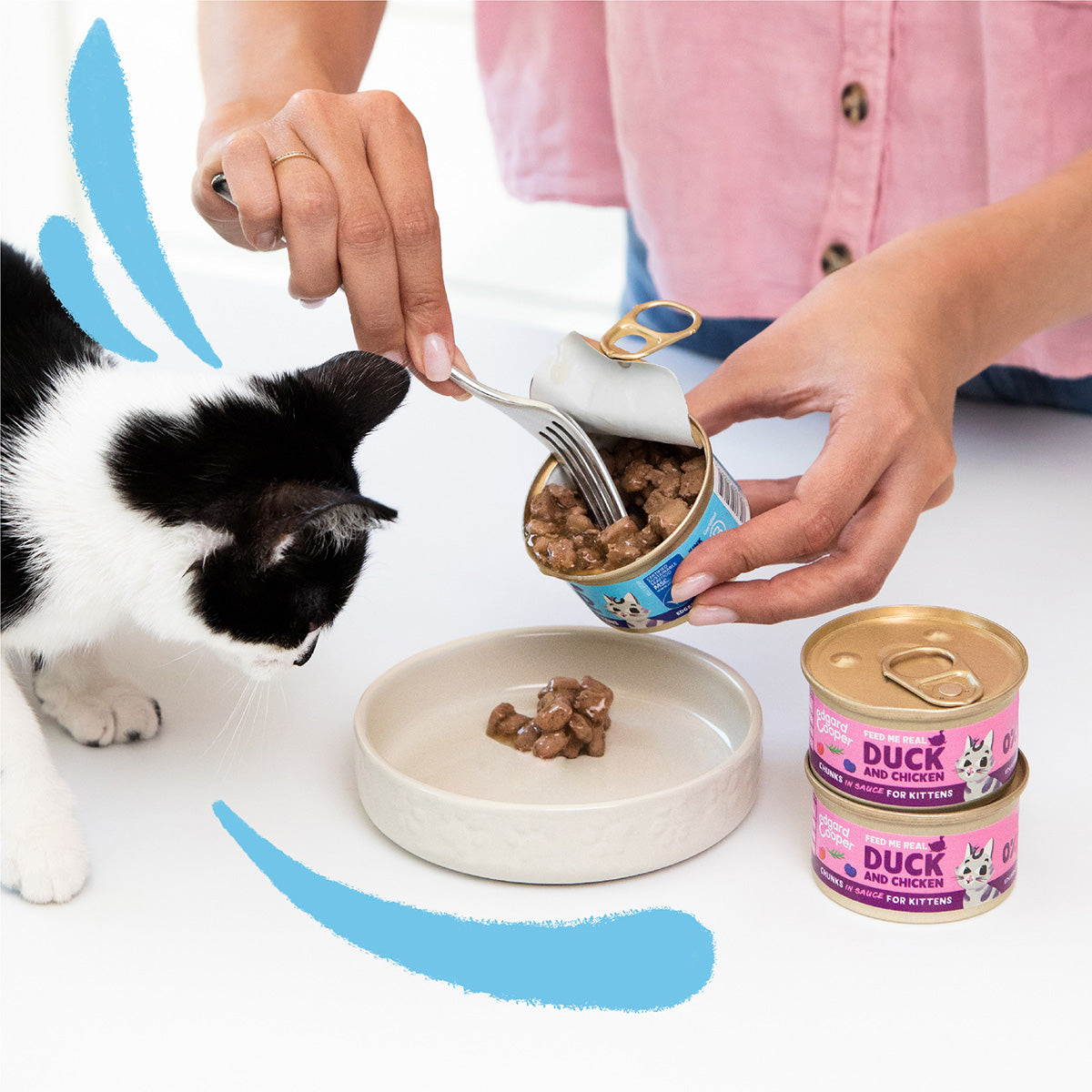 Våtfoder för katter i sås med torsk- och kycklingbitar Edgard & Cooper 85 g