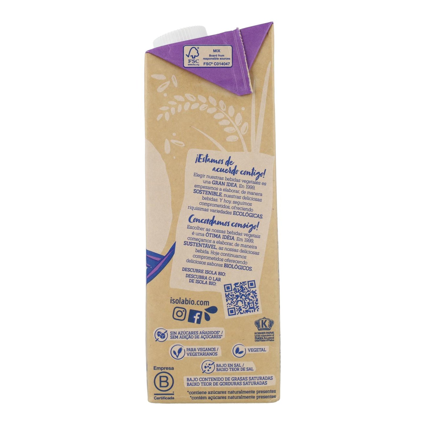 BIO-Getränk Vollkornreis glutenfrei Isola Bio 1 l