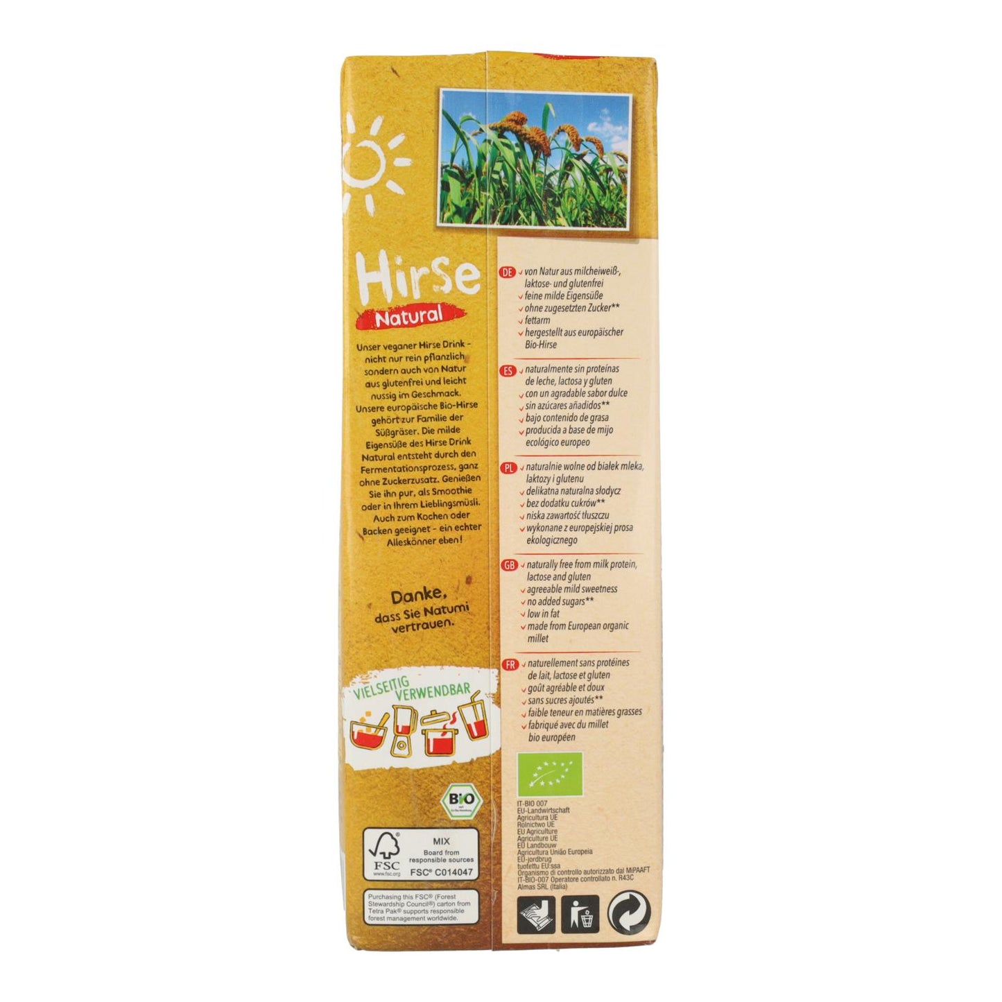 6er-Pack Bio-Hirse-Getränk Natumi 1 l