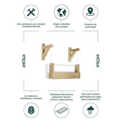 Vertikaler Pflanzkübel Big Woody 1 Hortalia-Tablett