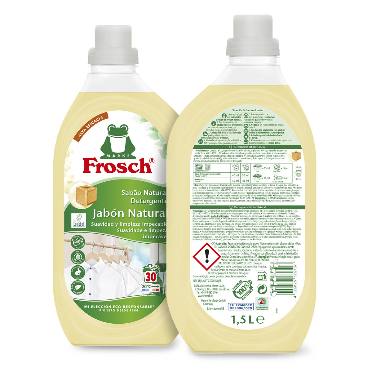 Detergente naturale al sapone, Frosch, 1500 ml