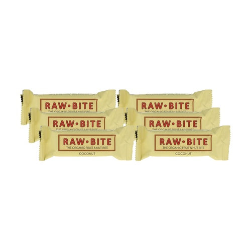 Pack of 6 Raw-Bite Organic Coconut Bars 50 g