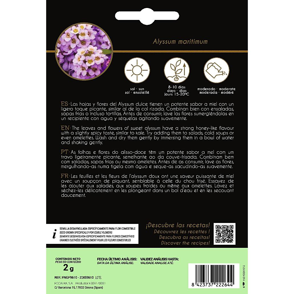 Semillas de flores comestibles de Aliso Rocalba