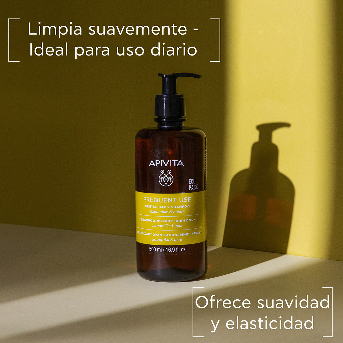 Shampooing doux pour usage quotidien - ECOPACK APIVITA, 500 ml