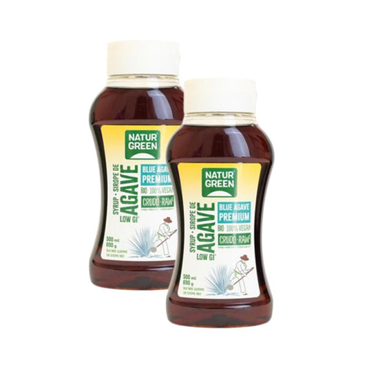 Lot de 2 bouteilles de sirop d'agave brut Naturgreen 2 bouteilles de 500 ml