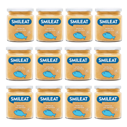 Pack 12 petits pots BIO légumes et merlu +6 mois Smileat 230 g