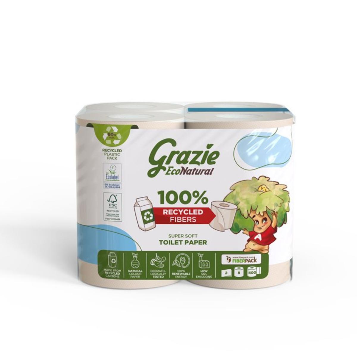Zweilagiges Toilettenpapier Grazie Natural 8 Rollen
