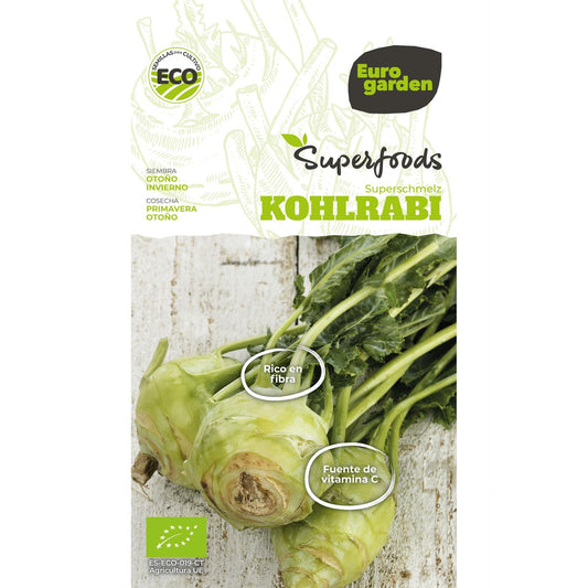 Ekologiska kålrotsfrön Kohlrabi Superschmelz Vitalfoods