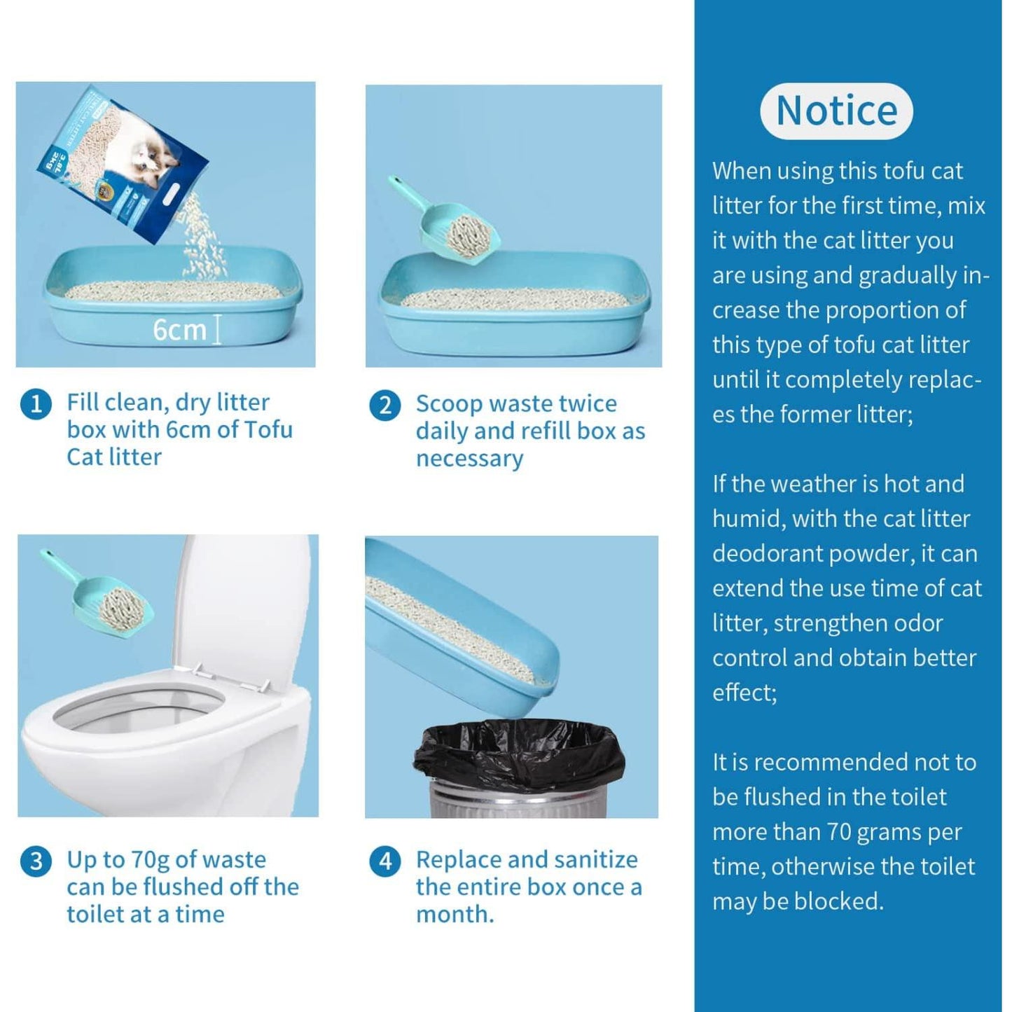 Biologiskt nedbrytbar tofubaserad kattströ Nobleza 3,8 l