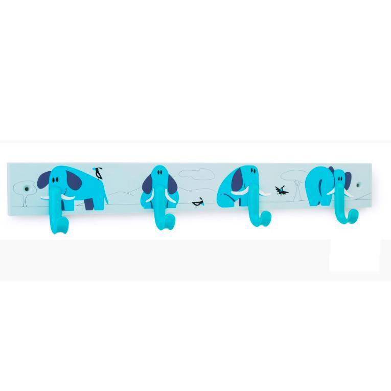 Blue elephant multi-hook for children