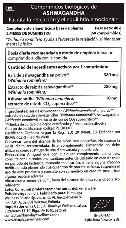 Ashwagandha Organic, Himalaya, 60 Kapseln