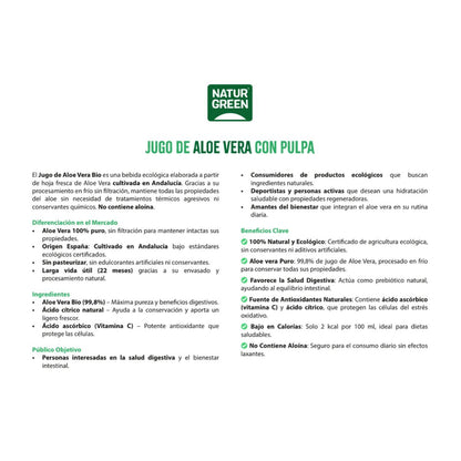 Aloe Vera Saft mit Fruchtfleisch NaturGreen 1 l