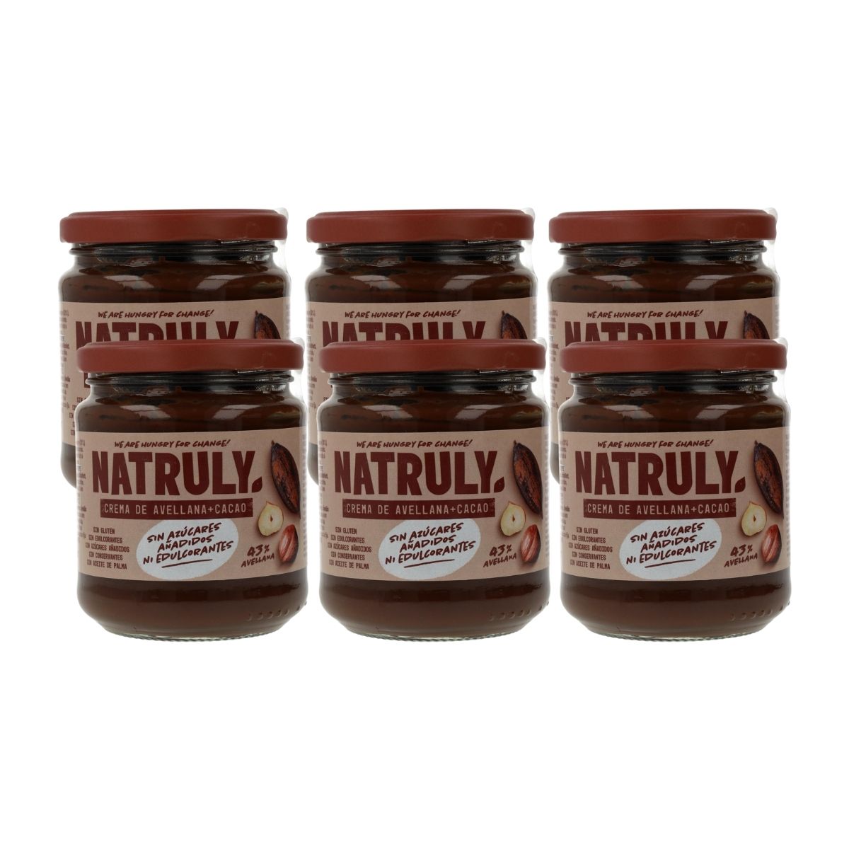 Confezione da 6 creme al cacao e nocciole Natruly 285 g