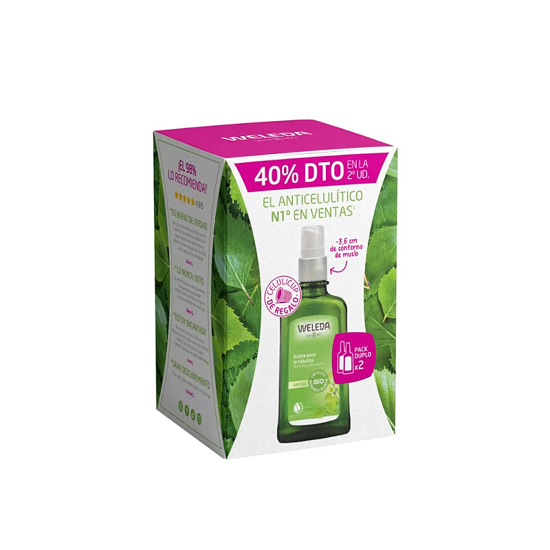 Double Pack Birch Anti-Cellulite Oil 2x100 ml + FREE Gift Celulicup Weleda