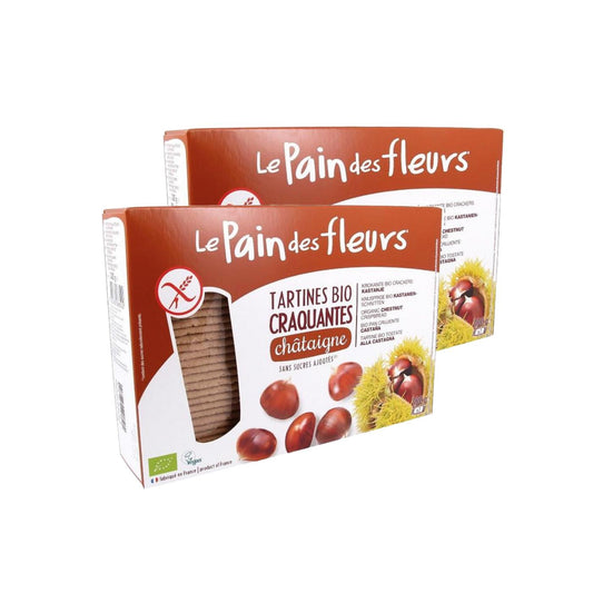 Lot de 2 paquets de crackers croustillants aux châtaignes BIO Le pain de fleurs 300 g