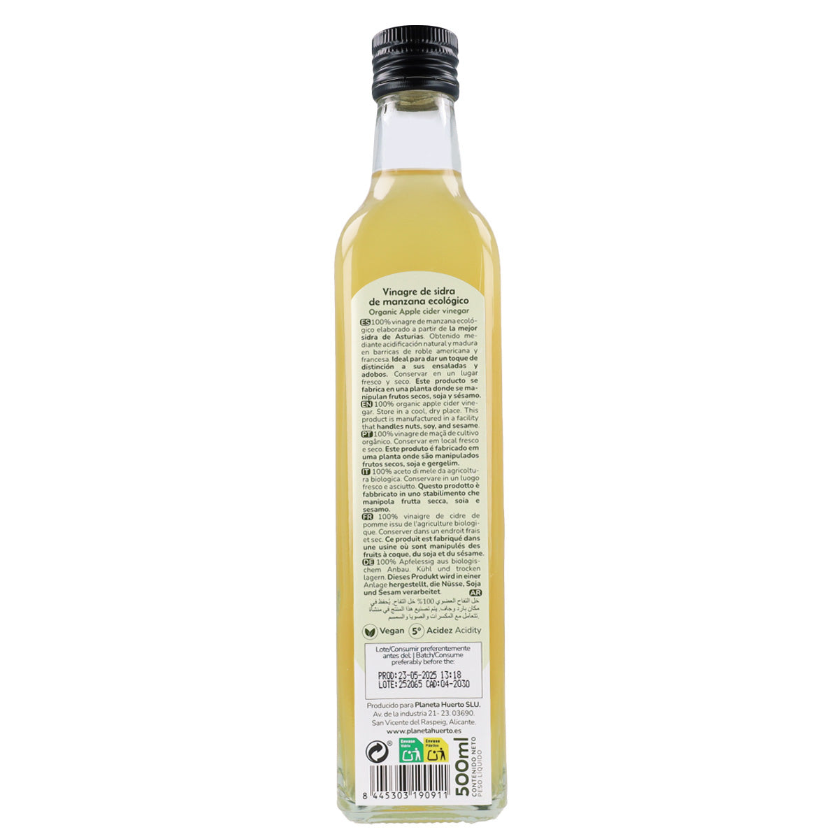 Confezione da 3 aceto di sidro di mele non filtrato ECO Planeta Huerto 500 ml