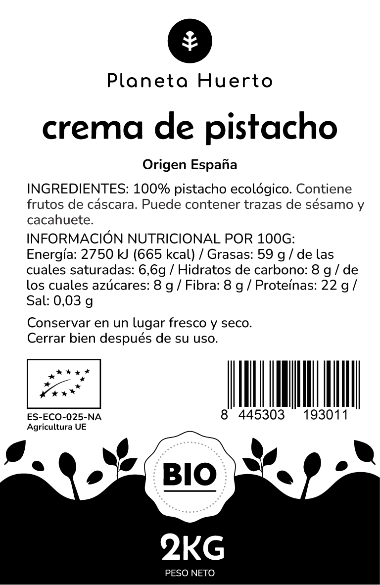 Crema de Pistacho ECO Planeta Huerto 2kg