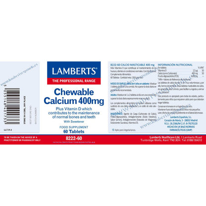 Wapń do żucia 400 mg 60 tabletek Lamberts