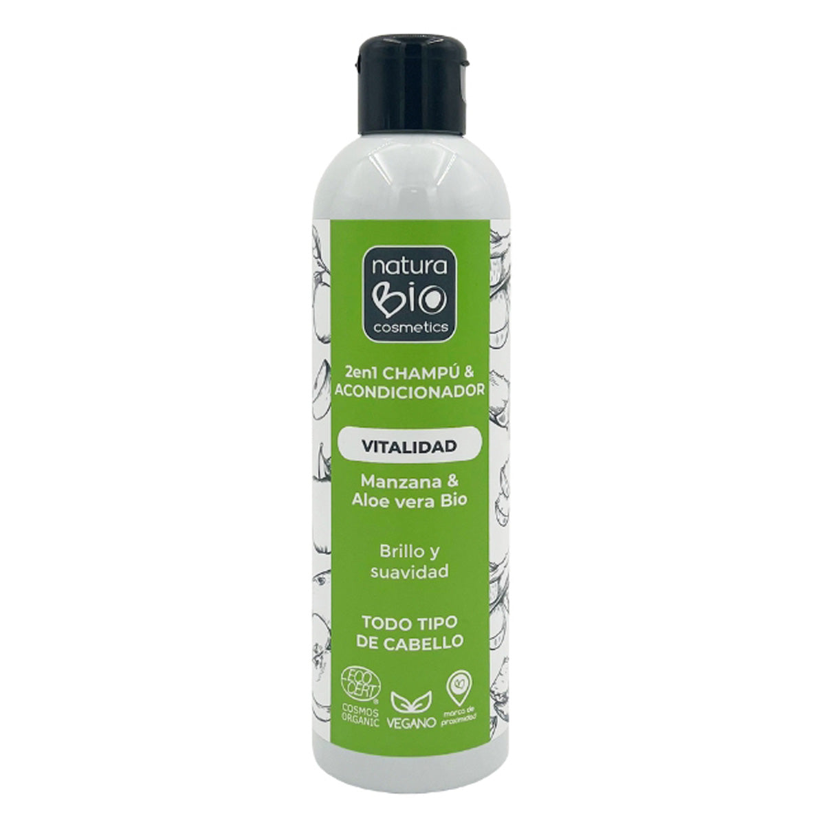 Shampooing et après-shampooing 2 en 1 Vitalité Aloe & Pomme Bio 250 ml NaturaBIO