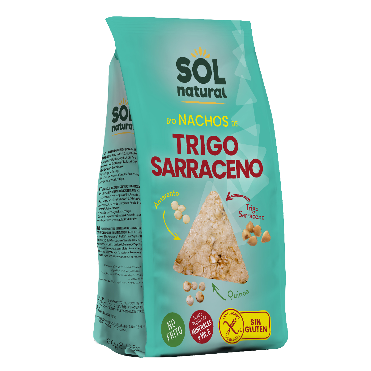 Nachos z pszenicy gryczanej z amarantusem i komosą ryżową BIO bezglutenowe Sol Natural 80 g