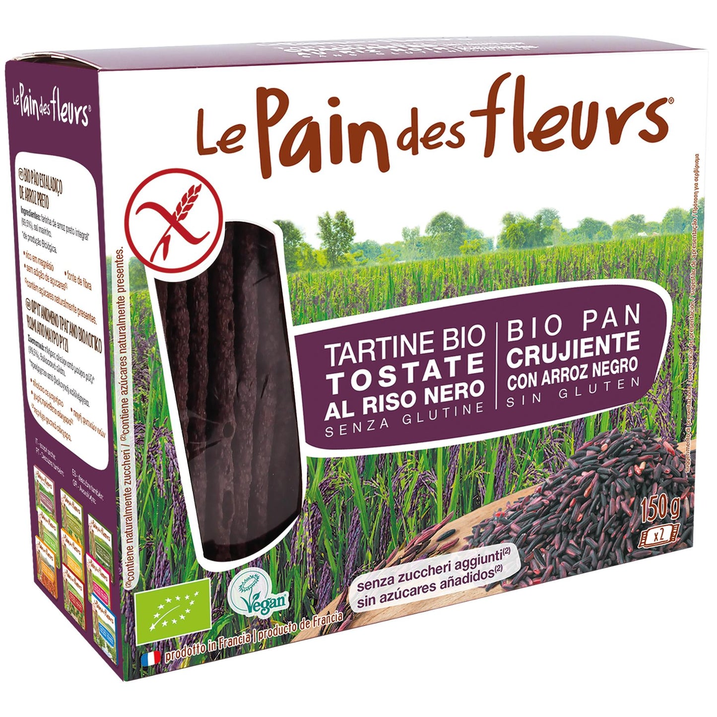 Knusprige Cracker mit schwarzem Reis Le pain de fleurs 150 g