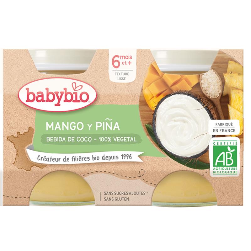 Pflanzlicher Joghurt Mango, Ananas und Kokosnussgetränk 2x130 g, Babybio