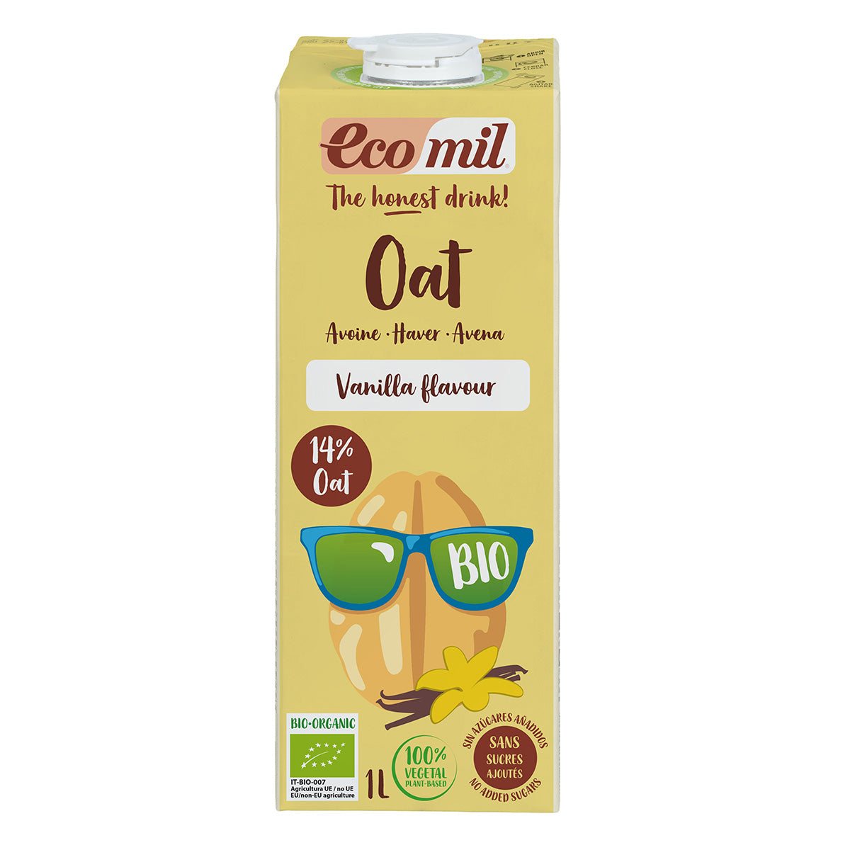 Sockerfri vaniljdryck av havre, ekologisk, Ecomil, 1 l