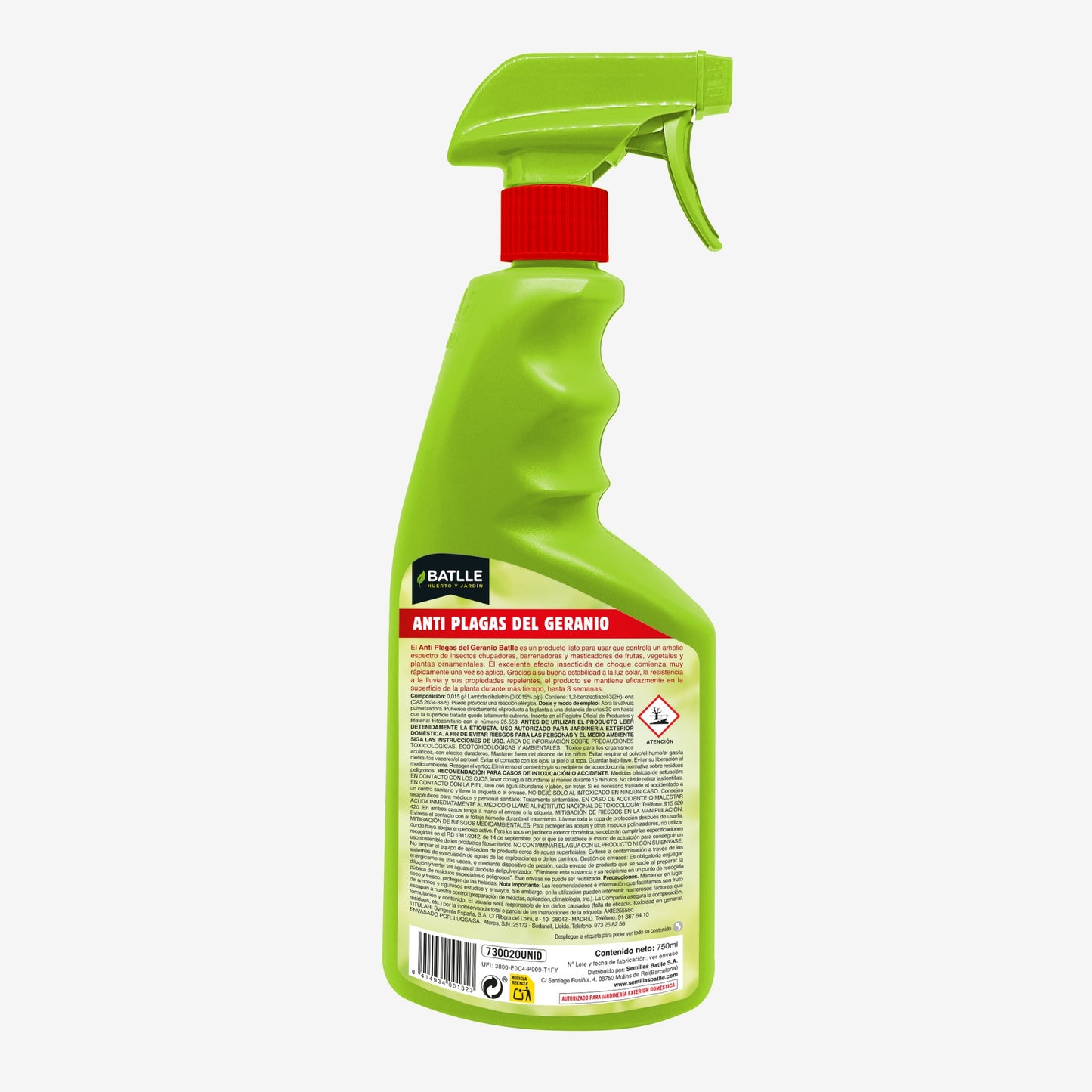 Insetticida anti-parassiti per gerani pronto all'uso 750 ml Batlle