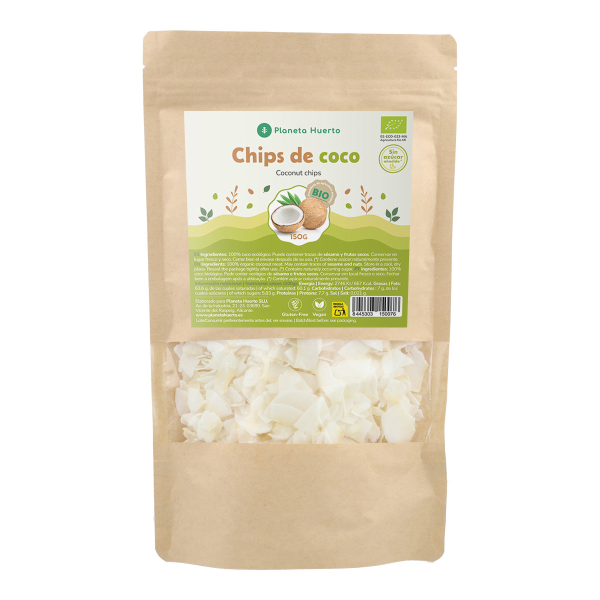 Ungesüßte Kokoschips ECO Planeta Huerto 150 g