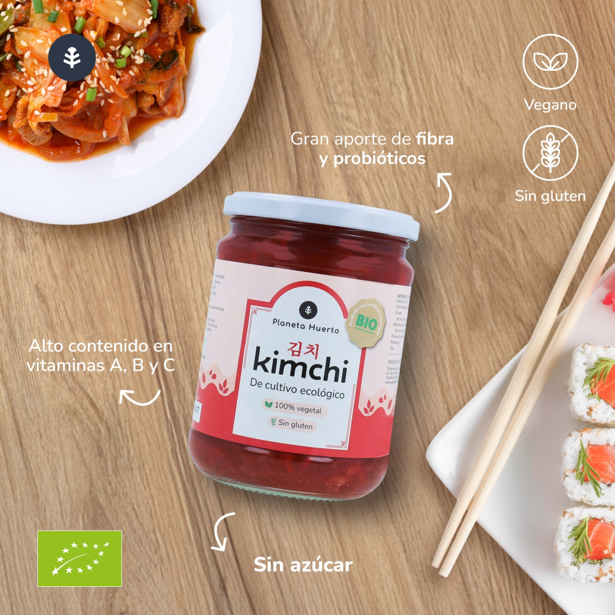 Lot de 3 kimchi bio Planeta Huerto 420 g