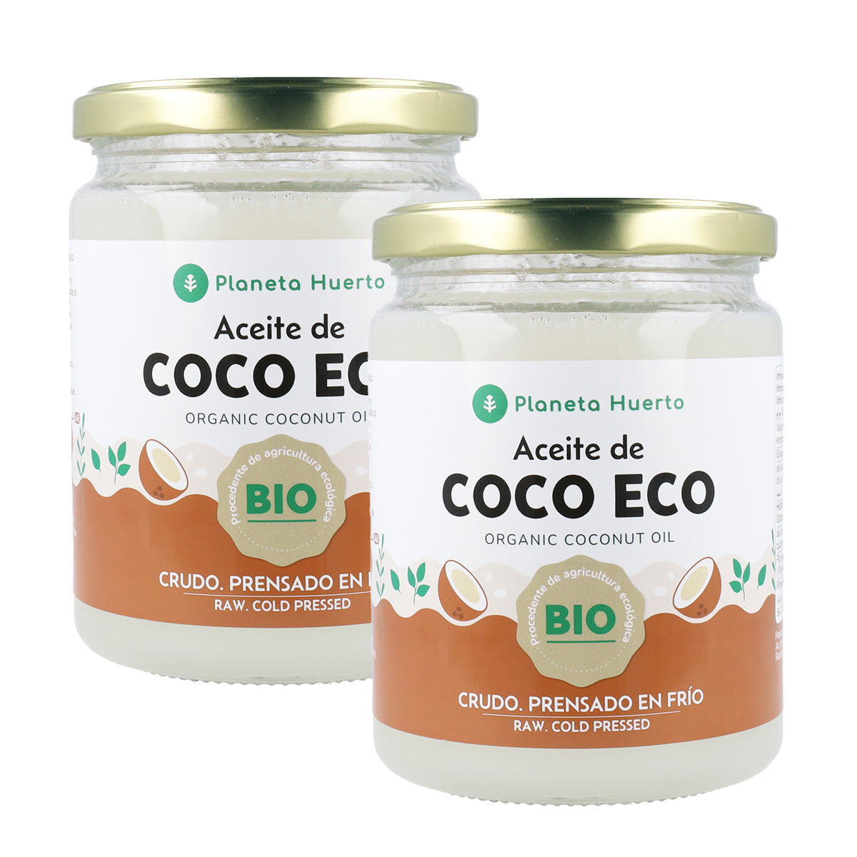 Pack 2x Aceite de coco virgen ECO Planeta Huerto 500 ml