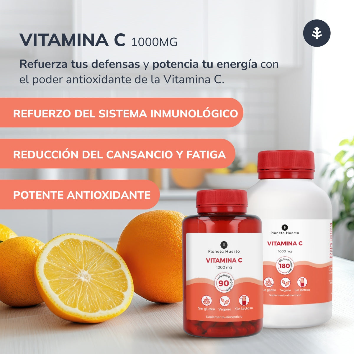 3xVitamine C 1000 mg Planeta Huerto 180 vegetarische capsules