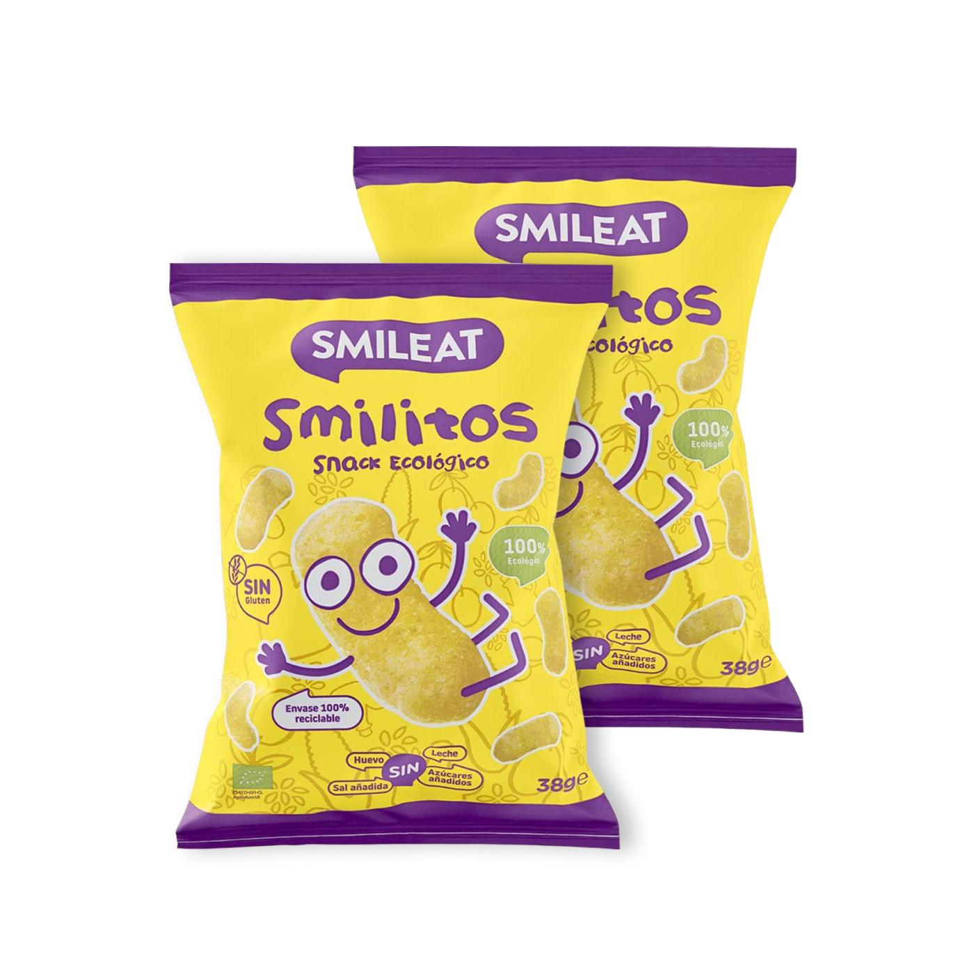 Confezione da 2 Smilitos, snack di mais biologico Smileat, 38 g