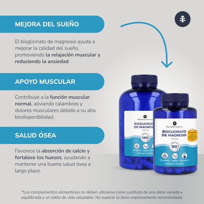 Magnesiumbisglycinat 500 mg Planeta Huerto 180 kapslar