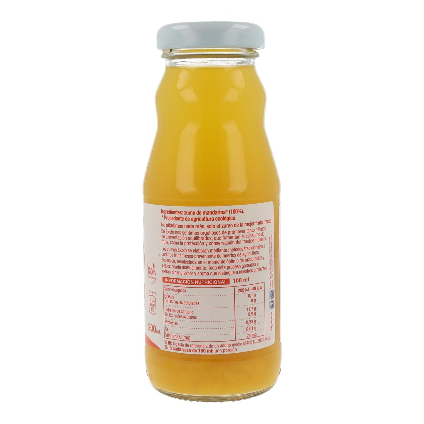 Jus de mandarine 100 % bio fraîchement pressé Ékolo 750 ml