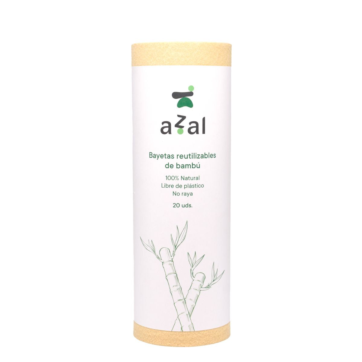 Azal-poetsdoek van bamboevezel 30x50. Rol van 20 stuks. Ongebleekt. 100 gsm