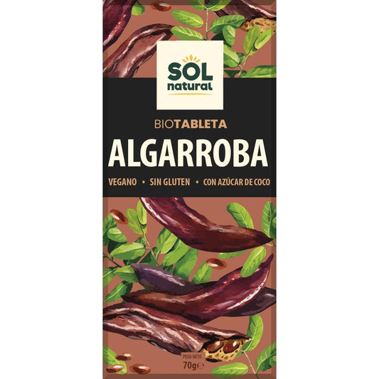 Tablette de chocolat végétalien à la caroube bio Sol Natural 70 g