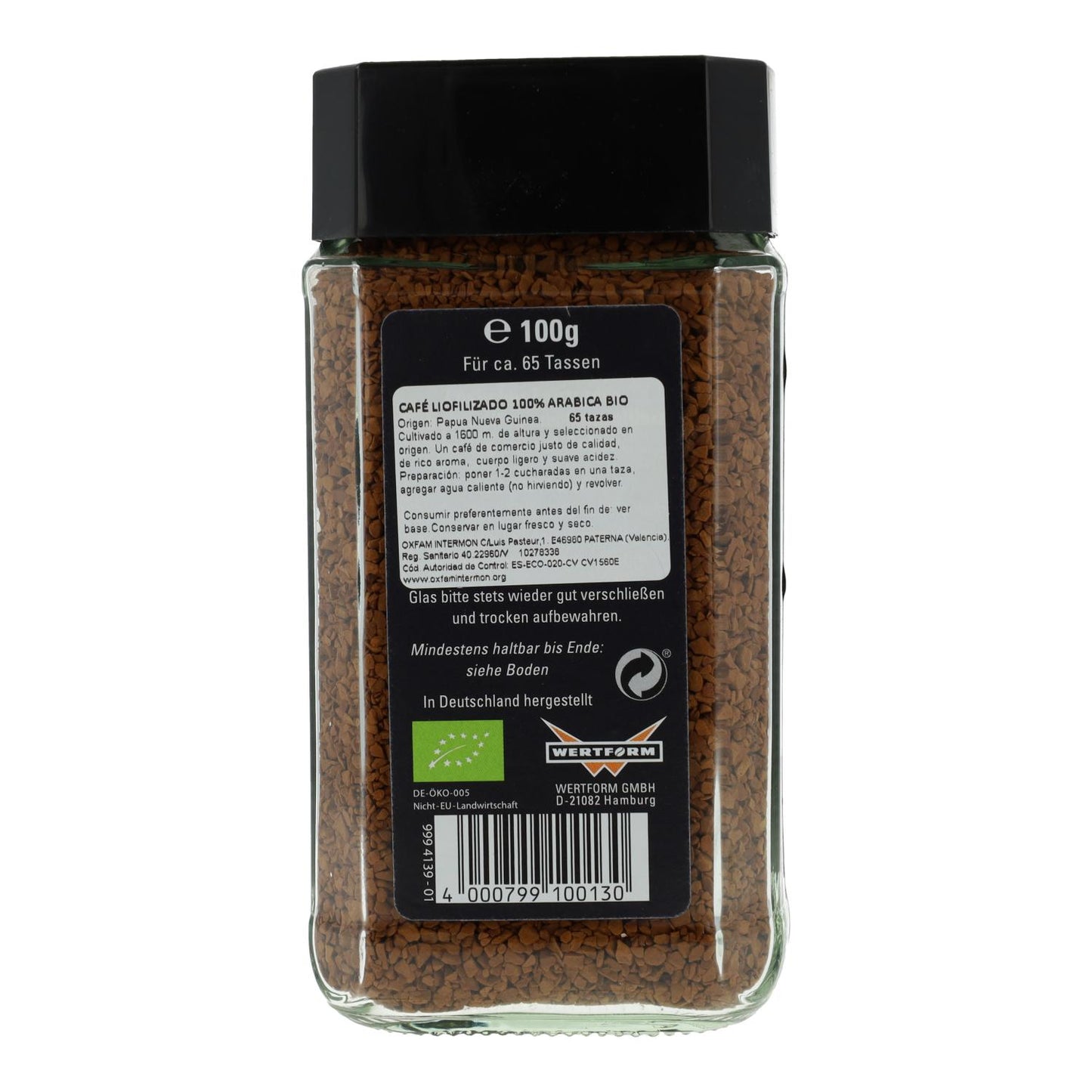 Café Arabica bio lyophilisé issu du commerce équitable, Mount Hagen, 100 g